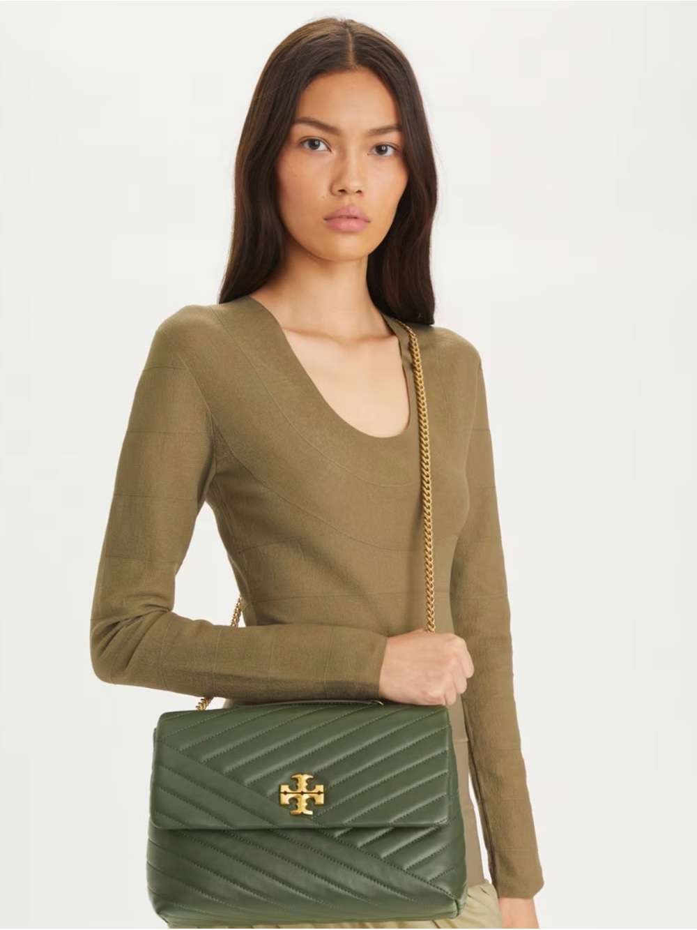 Tory Burch Kira chevron Bag with Gold Logo